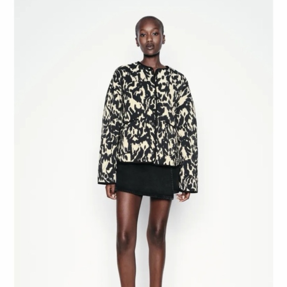 Zara Black and Cream Teddy Jacket